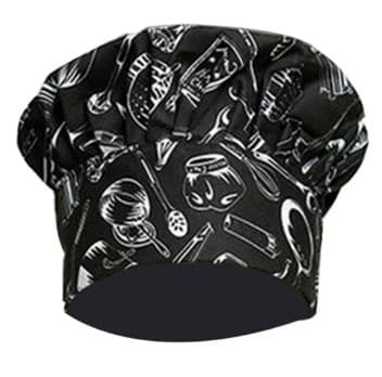 GORRO HONGO NEGRO CON UTENSILIOS CHEFS FACTORY