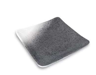 PLATO DE MELAMINA BLANCO Y NEGRO CUADRADO 6"