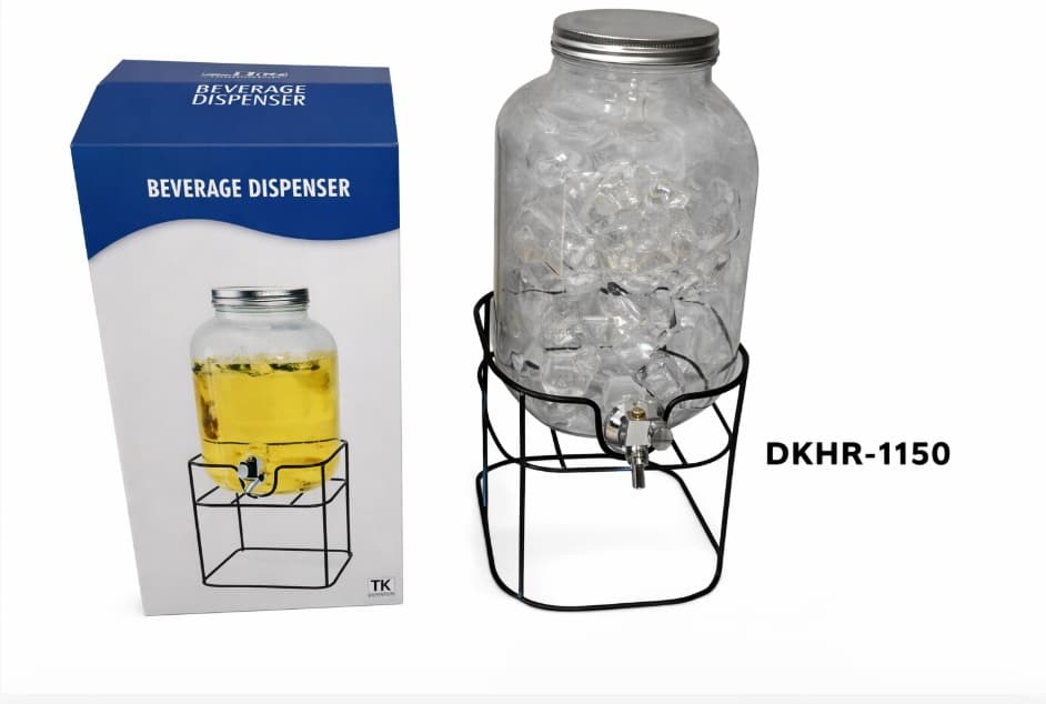 DISPENSADOR DE JUGO VIDRIO 5 LITROS CON BASE DE METAL