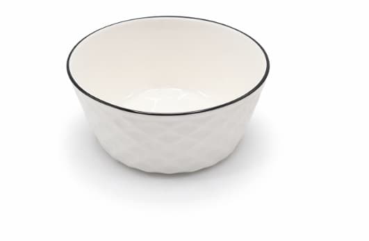 BOWL DE CERÁMICA BLANCO CON DORDE NEGRO 6"