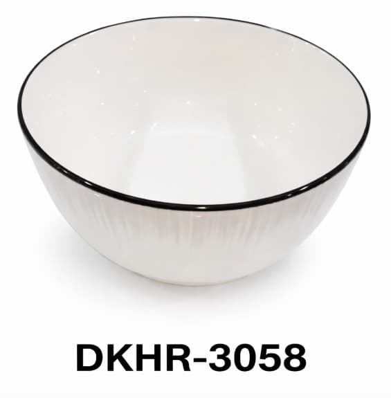 BOWL DE CERÁMICA BLANCO CON DORDE NEGRO 6"