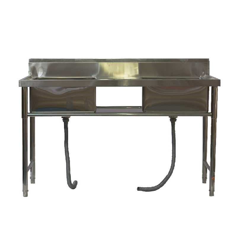Fregador 2 tinas con mesa central 150x70x90+10cm