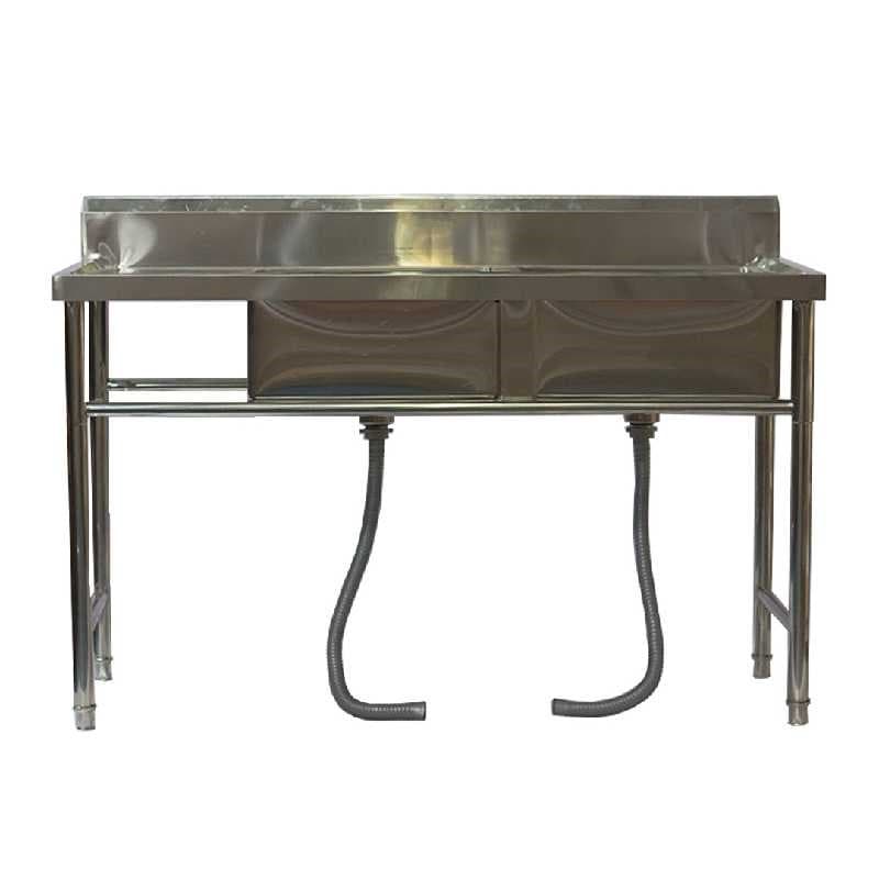 Fregador 2 tinas con mesa izquierda 150x70x90cm +10cm