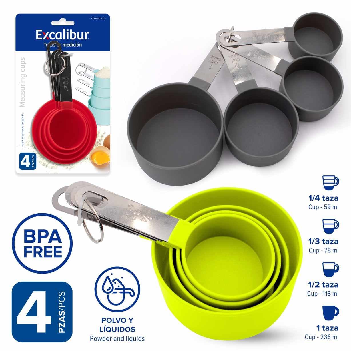 CUCHARAS MEDIDORAS SET DE 1/4, 1/3, 1/2, 1 TAZA 4 PCS