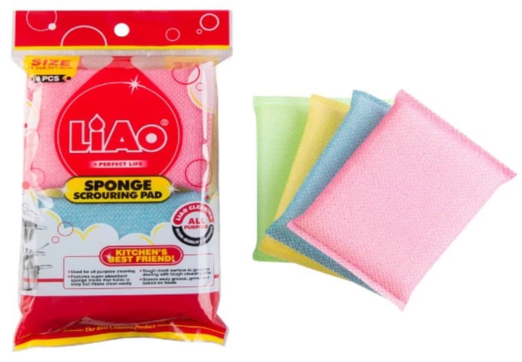 ESPONJA MULTIUSO SET 4 PZAS 11X8X1.5 CM