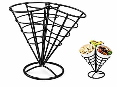 CESTA DE SERVIR NEGRA TRIPLE CONO 18X18X20CM