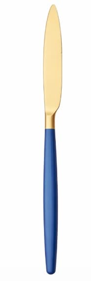 CUCHILLO MESA DORADO / MANGO AZUL 22CM