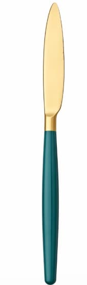 CUCHILLO MESA DORADO / MANGO VERDE 22CM