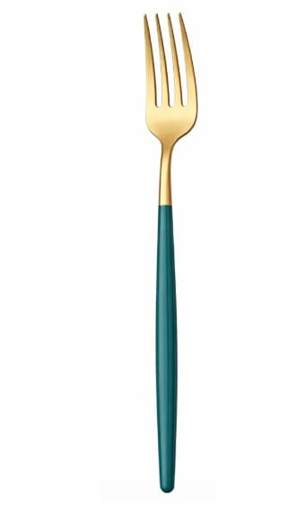 TENEDOR MESA DORADO / MANGO VERDE 20.7CM