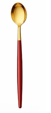 CUCHARA MESA DORADA / MANGO ROJO 21.5CM