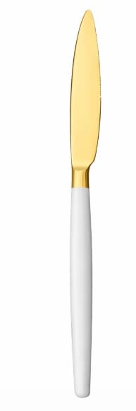 CUCHILLO MESA DORADO / MANGO BLANCO 22CM