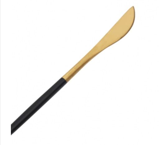 CUCHILLO MESA DORADO / MANGO NEGRO 22CM