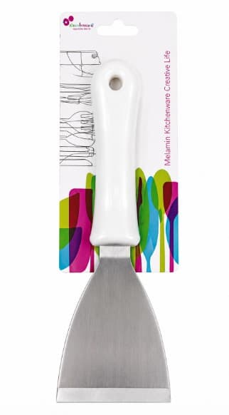 ESPATULA INOX CON MANGO DE PLÁSTICO BLANCO 25X10 CM