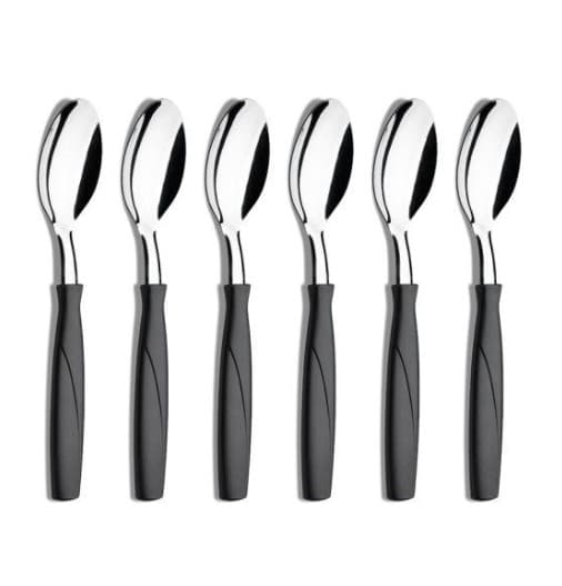 CUCHARA MESA MANGO NEGRO 18 CM SET 6 PZAS 