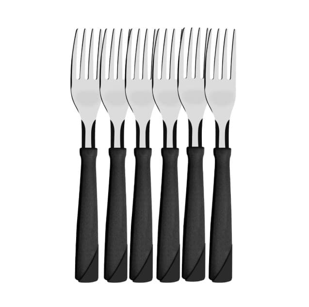 TENEDOR MESA MANGO NEGRO 18 CM SET 6 PZAS 