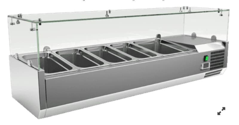 VITRINA REFRIGERADA DE 5 BANDEJAS GN 1/4 120x33.5x43CM