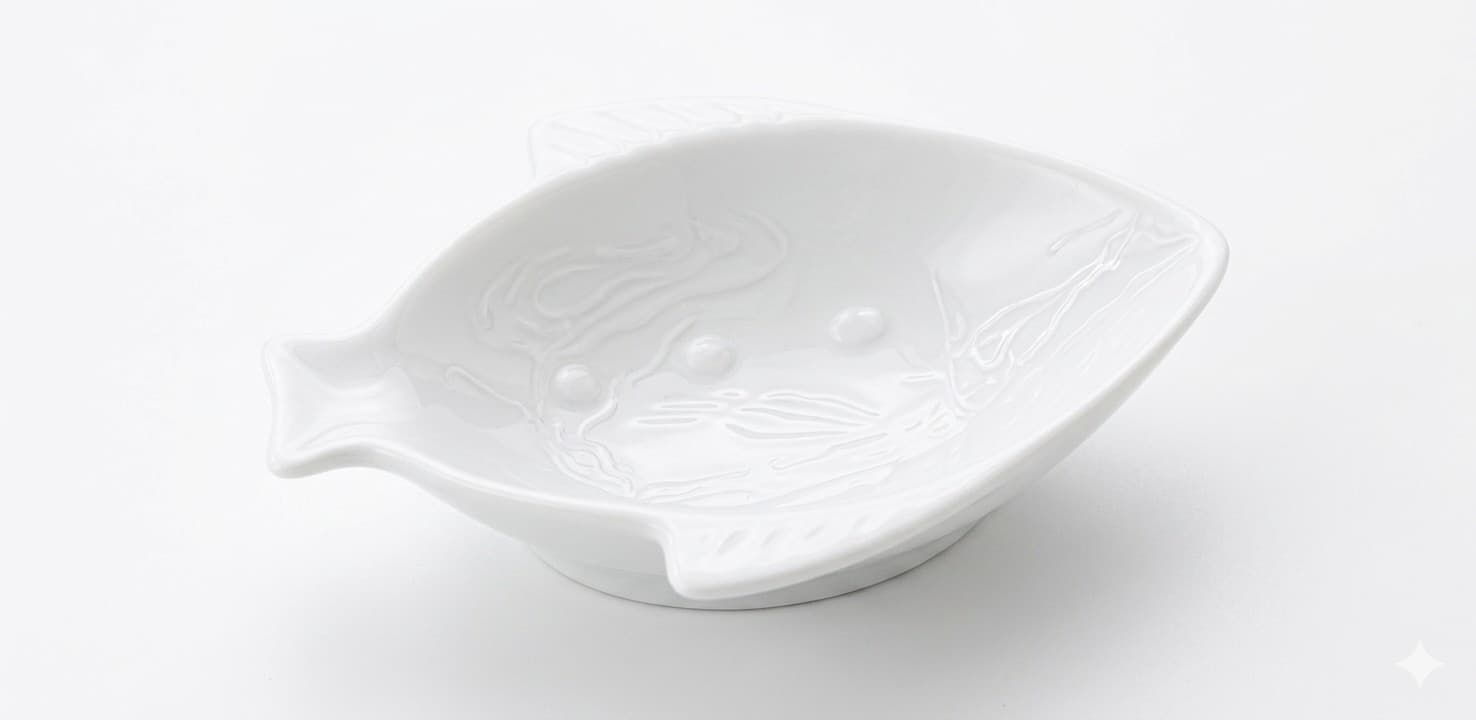 RAMEKIN DE CERÁMICA BLANCO EN FORMA DE PEZ 9x7x3.5 CM