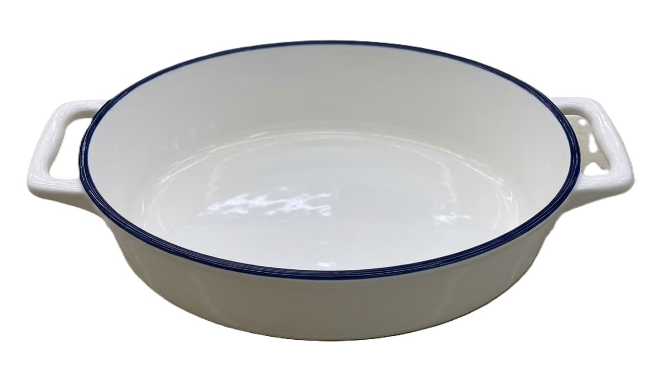REFRACTARIA DE CERÁMICA BLANCA CON BORDE AZUL 10.5CM