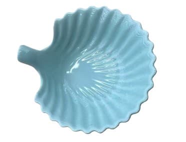 RAMEKIN DE CERÁMICA EN FORMA DE CONCHA  AZUL 4" / 10x4 CM