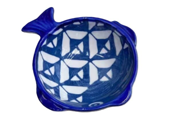 RAMEKIN DE CERÁMICA DE PEZ MANDALA AZUL 