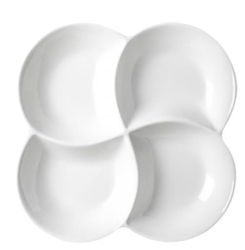 PLATO DE CERÁMICA CON 4 DIVISIONES BLANCO 8"