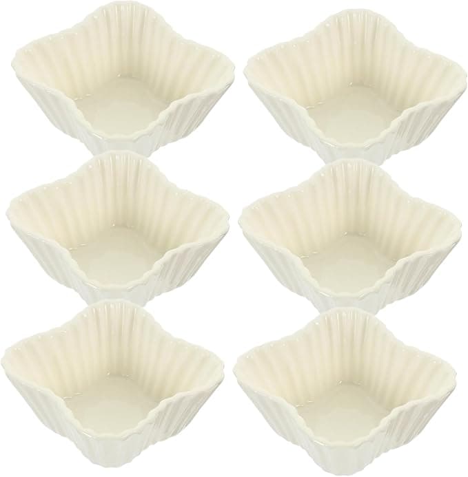 RAMEKIN DE CERÁMICA BLANCA 8x8 CM SET DE 6 PZAS 
