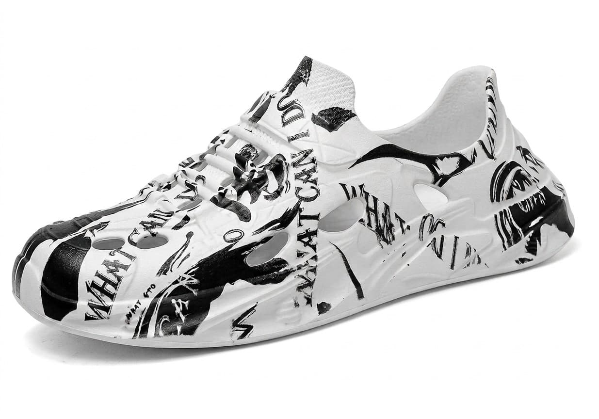 ZAPATO DE CHEF BLANCO CON DISEÑO ESTAMPADO NEGRO TALLA:45