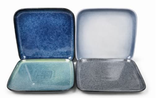 PLATO DE CERÁMICA CUADRADO COLORES VARIADOS 7.5"