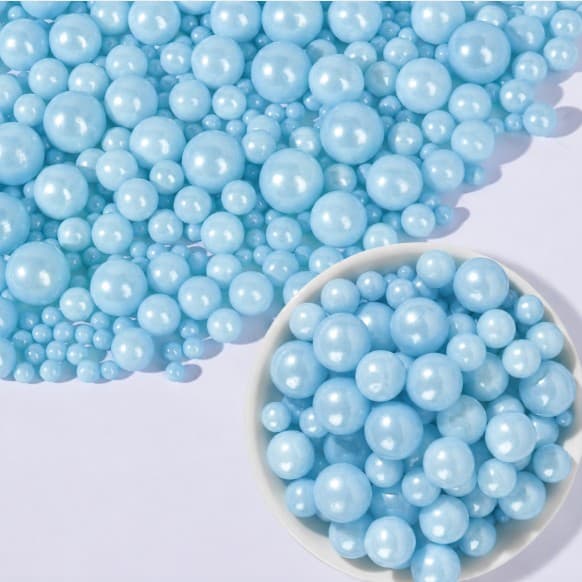 PERLAS PARA DECORAR AZUL PASTEL TAMAÑO MIXTO 1 KG