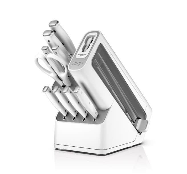 Juego de Cuchillos Ninja de 10 Piezas con Afilador Incorporado, Resistente a las Manchas y Al Óxido, K12010WH, Blanco