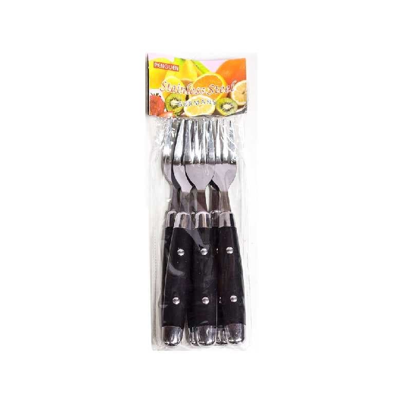 TENEDORES AINOX MANGO PLASTICO 6 PCS