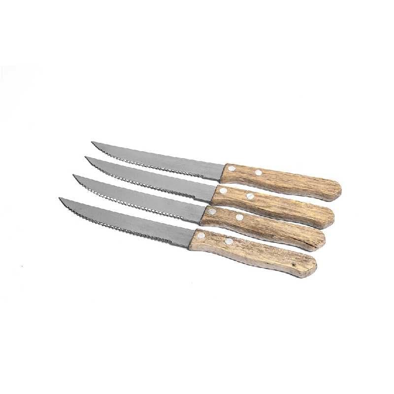 CUCHILLOS ACERO INOXIDABLE MANGO MADERA 4 PCS