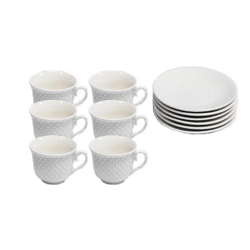 TAZA DE CERÁMICA CON PLATO BLANCO 100 ml / 3.4 oz SET 12 PZAS