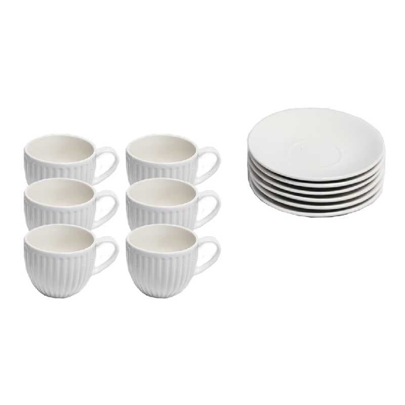 TAZA DE CERÁMICA CON PLATO BLANCO 100 ml / 3.4 oz SET 12 PZAS
