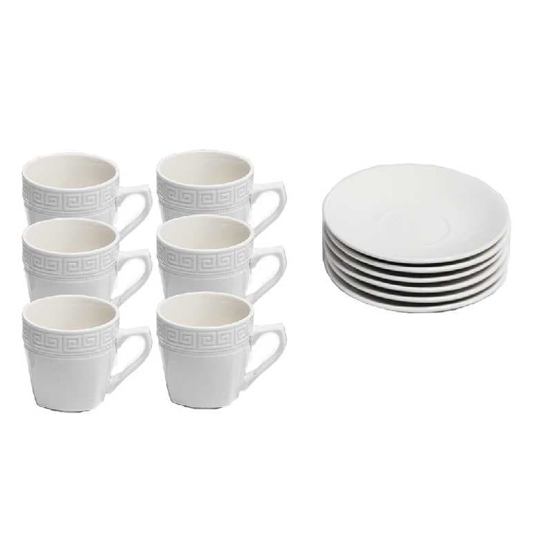 TAZA DE CERÁMICA CON PLATO BLANCO FENDI 100 ml / 3.4 oz SET 12 PZAS