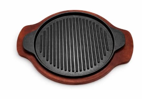 PLATO DE HIERRO CON BASE DE MADERA 10" /26CM