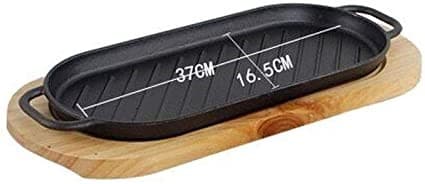PLATO DE HIERRO CON BASE DE MADERA 37X16CM