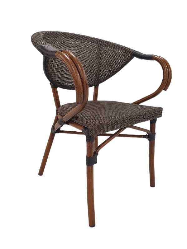 SILLA RATTAN MARRON / GRIS ALUMINIO MARRON OSCURO