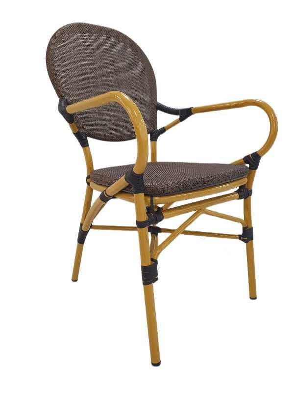 SILLA RATTAN GRIS / ALUMINIO MARRON CLARO