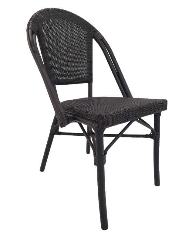 SILLA RATTAN NEGRA ALUMINIO NEGRO