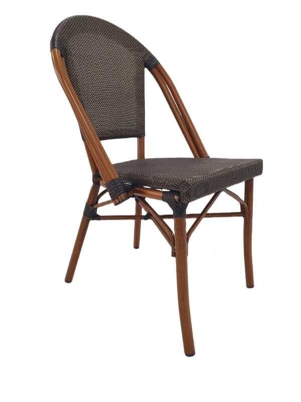 SILLA RATTAN MARRON ALUMINIO MARRON OSCURO