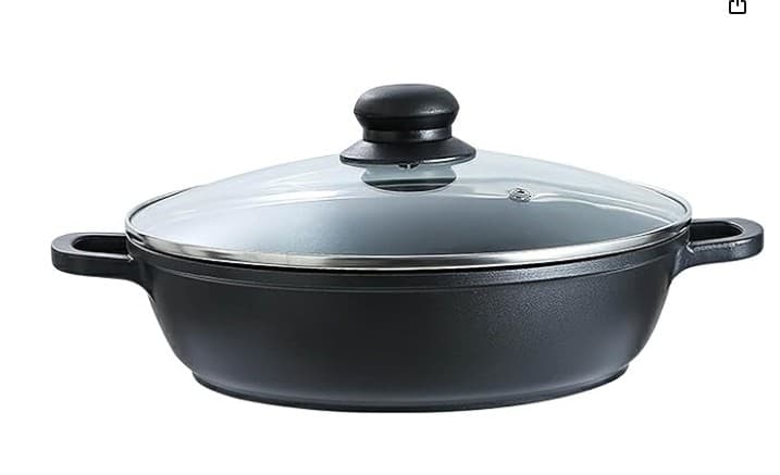 SARTEN DE INDUCCIÓN ALUMINIO ANTIADHERENTE CON TAPA DE VIDRIO 28 CM