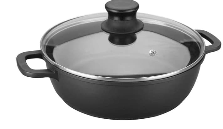 OLLA DE INDUCCIÓN ALUMINIO ANTIADHERENTE CON TAPA DE VIDRIO 32 CM