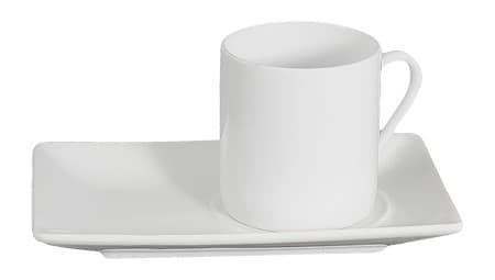 TAZA DE CERÁMICA CON PLATO BLANCO 210 ml  / 7 oz