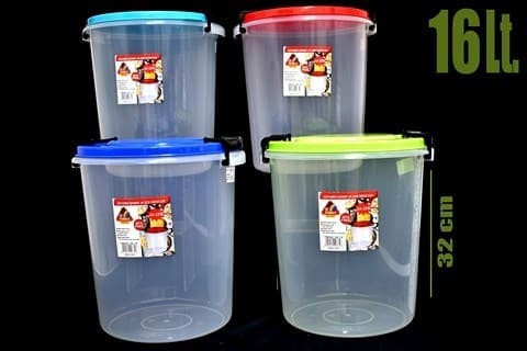 ENVASE DE PLÁSTICO CON TAPA 16 LITROS