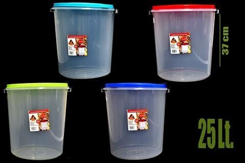 ENVASE DE PLÁSTICO CON TAPA 25 LITROS