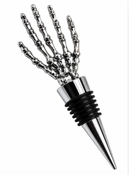 CORCHO DE METAL PARA BOTELLAS DISEÑO MANO ESQUELETO