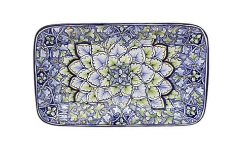BANDEJA DE CERÁMICA RECTANGULAR MANDALA 10"