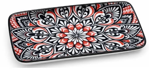 BANDEJA DE CERÁMICA RECTANGULAR MANDALA 10"