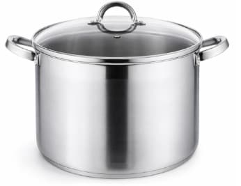 OLLA DE INDUCCIÓN INOX CON TAPA DE VIDRIO 38 CM 23 LITROS